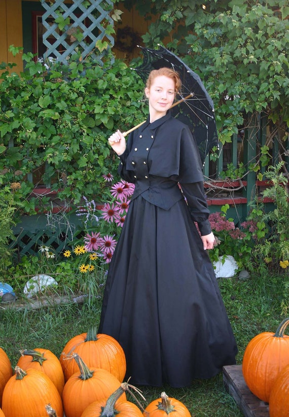 Downton Abbey Inspired Dresses Edwardian Twill Cape Blouse and Skirt AT vintagedancer.com