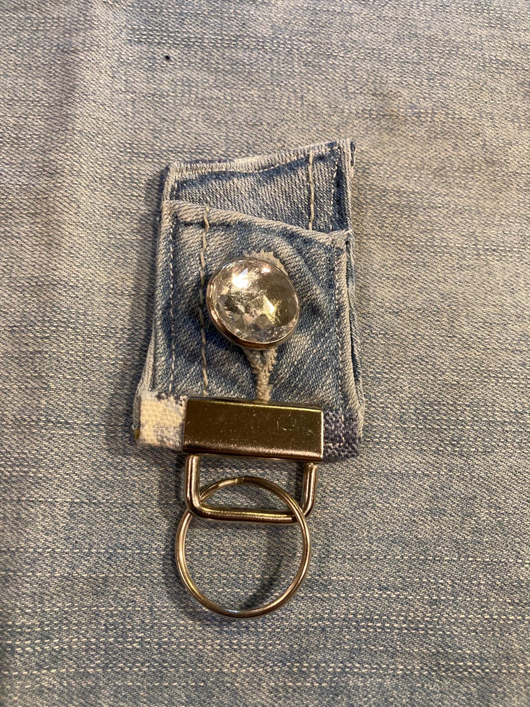 Jean Keychain Upcycled Denim Keychain: Handmade Jeans Keyring - Etsy