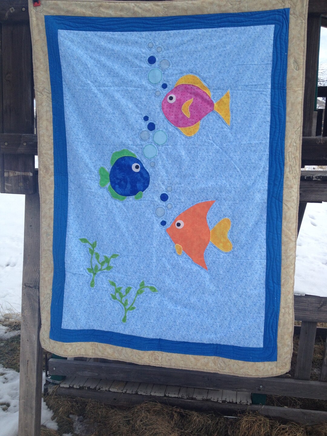 Bubble Fish Crib/toddler Quilt Etsy