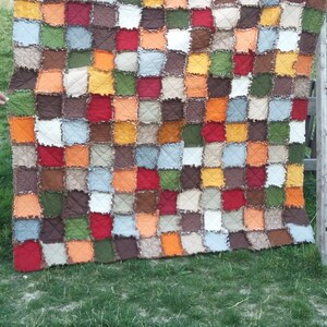 Fall colors-squares rag quilt