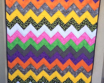 Halloween ChevronThrow quilt