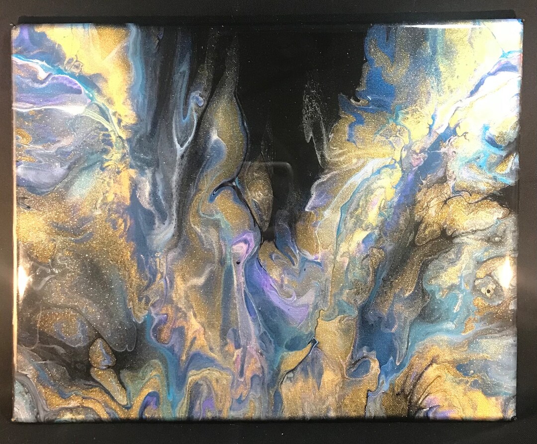 Gold Kissed Fire Abstract Painting - 11x14 Dutch Pour Fluid Art - Etsy