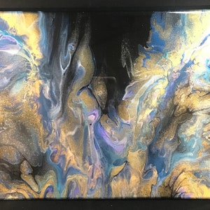 Gold kissed fire- 11x14-Dutch Pour- fluid art- fluid art painting– one of a kind art – fluid art w/acrylic paint & pigment–abstract painting