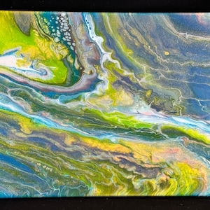 A twist of Lime 11x14-fluid art acrylic painting Pour art modern abstract contemporary art decor home decor office wall art gift for home