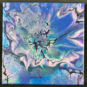 Unicorn Magic-10x10-soft colors- fluid art Bloom–fluid art painting – one of a kind art- fluid art w/acrylic paint & pigment- fluid painting