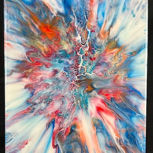 Cosmic Burst 11x14-fluid art acrylic painting Pour art modern abstract contemporary art decor home decor office wall art gift for home