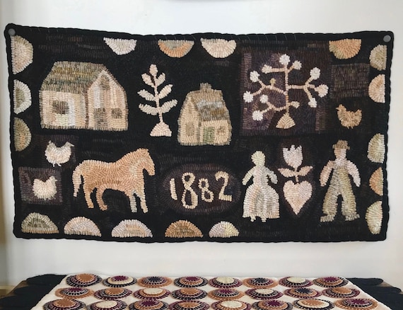 Rug Hooking Pattern, Primitive Hooked Rug pattern, Hand hooked rug patterns by Terri Leamer of Winter Cottage Studio