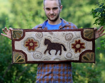 Rug Hooking Pattern, Primitive Hooked Rug Pattern, Original design by Winter Cottage Studio, Full Size Pattern
