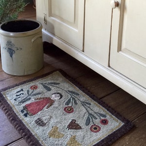 Rug Hooking Pattern, Primitive Hooked Rug Pattern, Original design by Winter Cottage Studio, Full size pattern