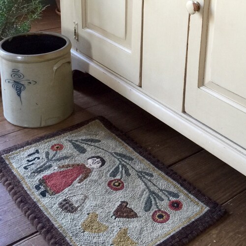 Primitive Hooked Rug Hooking Pattern Crowberry Cottage Horse Etsy