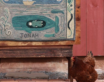 Tapijthaakpatroon, primitief haakpatroon, handgehaakt tapijtpatronen van Terri Leamer van Winter Cottage Studio