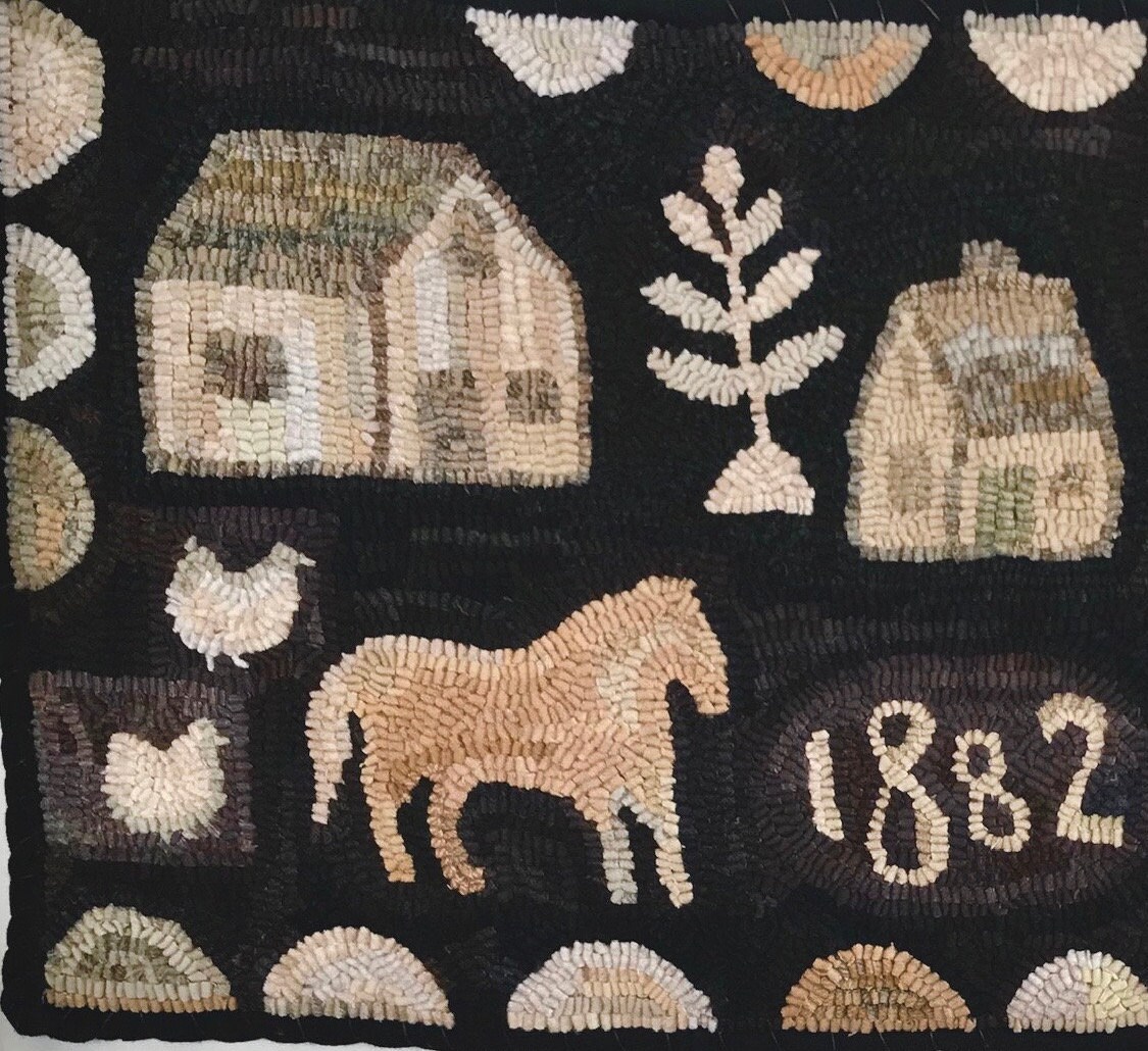 Rug Hooking Pattern, the Homestead, Primitive Hooked Rug Pattern ...