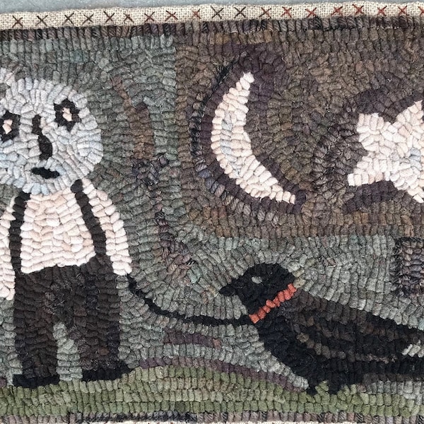 Rug Hooking Pattern, Jack's Crow, Primitive Hooked Rug pattern, Hand hooked rug patterns by Terri Leamer of Winter Cottage Studio