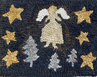 Patrón de enganche de alfombra, patrón de alfombra con gancho primitivo, diseño original de Winter Cottage Studio, patrón de tamaño completo