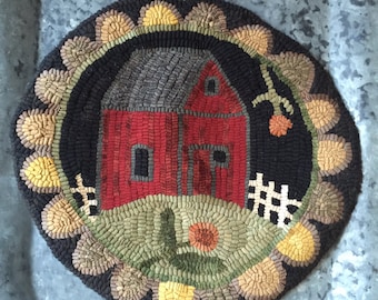 Motif d'accrochage de tapis, motif de tapis crocheté primitif, conception originale par Winter Cottage Studio, motif pleine grandeur