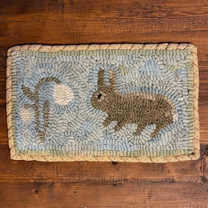 Rug Hooking Kit. Miss March Hare Kit. Original design by Winter Cottage. Complete kit with wool and patter drawn on linen.