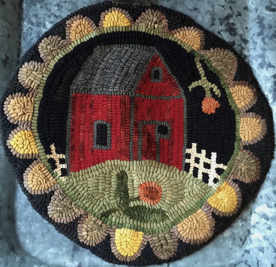 12/" Round Linen Hooked Rug Pattern /"Goat Go Round/" *PATTERN ONLY*