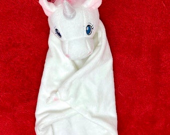 Manta de bebé personalizada - Unicornio, blanca