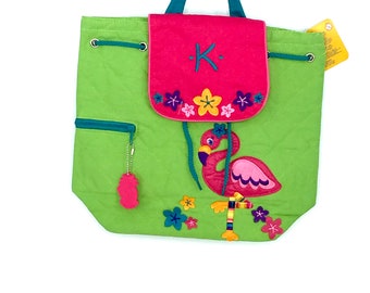 Mochila infantil con inicial K con purpurina