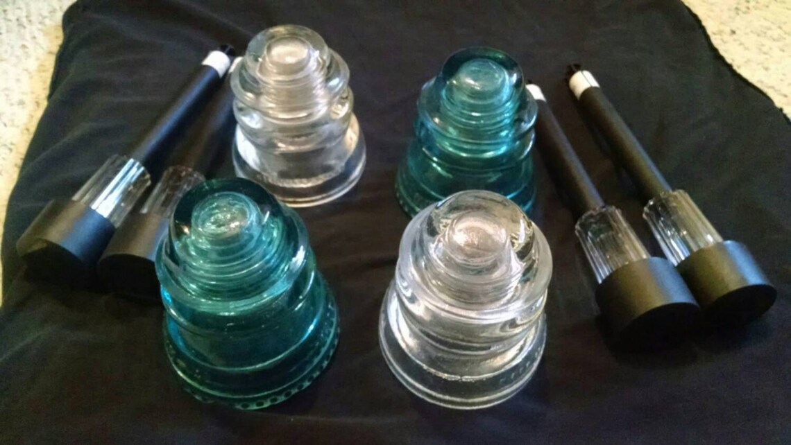 Glass insulator solar lights Great for walk ways and Etsy