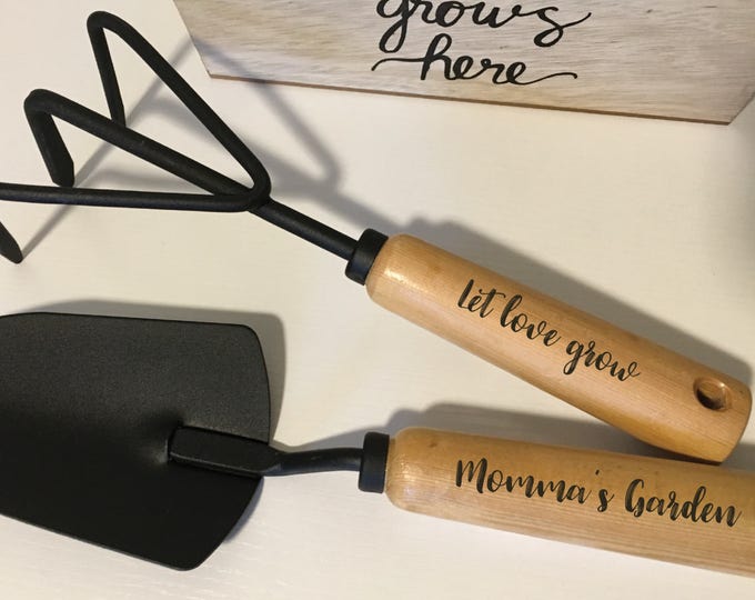 Personalized Garden Tool Set | Engraved Trowel & Cultivator | Mothers Day Gift | Gift for Mom | Gardening Gift | Unique Gift for Grandma