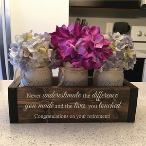 Custom Retirement Gifts Appreciation Gift for Coworker Retirement Gift for Women Flower Box w/ Jars Trending Now Retirement Gifts image 1