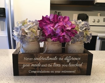 Custom Retirement Gifts | Appreciation Gift for Coworker | Retirement Gift for Women | Flower Box w/ Jars | Trending Now Retirement Gifts