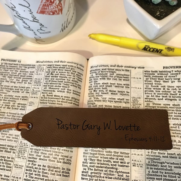 Gift for Pastor | Reverend Gift Personalized | Pastor Appreciation | Pastor Gift | Bibliophile Gift | Bookmarks for Books | Vegan Gift Ideas