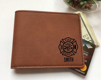 Firefighter Gift for Him | Mens Wallet Personalized | Fire Emblem Personalized Gift | Personalized Fireman Gift | Fire Fighter Gift for Him