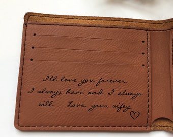 3rd Anniversary Gift Leather, Personalized Leather Wallet, Mens Wallet Personalized, Mens Faux Leather Wallet Husband Gift Third Anniversary