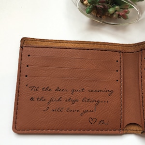 Regalo de cazador / Regalo de caza / Cartera de cuero para hombre / Cartera de cuero plegable / Cartera delgada de cuero / Cartera de cuero sintético personalizada para hombre