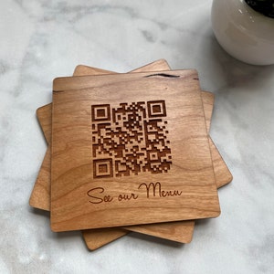QR Code Coasters | Display your QR code on Coasters, Sold Individually or as Sets, see listing details.