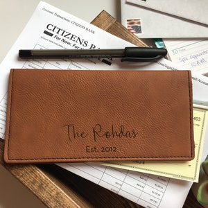 Personalized Faux Leather Checkbook Cover: Laser Engraved image 2