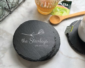 24th Anniversary Gift Stone Coasters, Stone Anniversary Gift | Gift for Couples Anniversary Stone, Coasters Personalized, Gift for Women