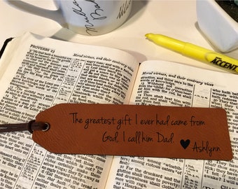 Personalized Faux Leather Bookmark, Gift for Dad