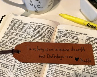 Stocking Stuffers for Men | Gifts for Dad Personalized | Faux Leather Bookmarker Personalized Christmas Gift for Dad | Custom Dad Gifts