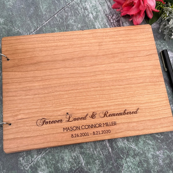 Wood Funeral Guest Book Customized | Celebration of Life | Memorial Guest Book | Funeral Register Book | Guest Book for Funeral