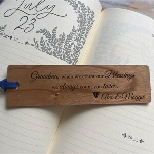 Engraved Wood Bookmark, Personalized Grandma Gift | Gift for Grandma | Mothers Day Gift | Best Nana Gifts | Gift for Mom | Grandmother Gift