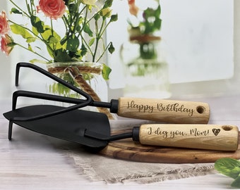 Personalized Garden Tool Set | Laser Engraved Trowel & Cultivator