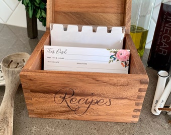 Recipe Box and Cards | Recipe Box Bridal Shower | Recipe Box Personalized | Recipe Box 4x6 | Recipe Box Wood | Heirloom Recipe Box for 4x6