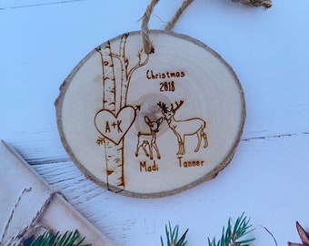 Personalized Christmas Ornaments | Couples Ornament Personalized | Love Ornament | Tree Ornament | Heart Ornament | Initial Ornaments