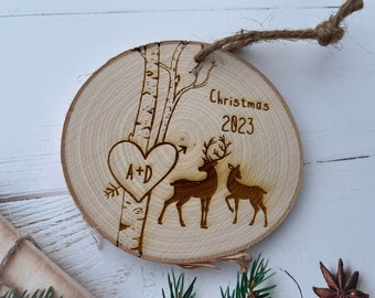 Personalized Christmas Ornaments | Ornaments Christmas | Couples Ornament | Wood Anniversary Gift | 5 Year Anniversary | Custom Ornaments