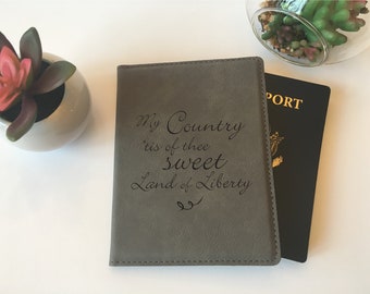 New Citizen Gift: Laser Engraved Faux Leather Passport Cover