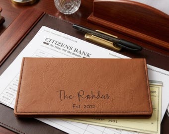 Personalized Faux Leather Checkbook Cover: Laser Engraved