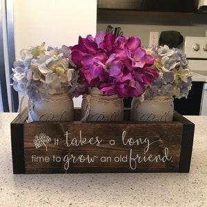 Unique Friendship Gift, Gift for Friend, Long Distance Friendship, Friend Gift, Sister, Engraved Planter Box w/ Optional Mason Jars