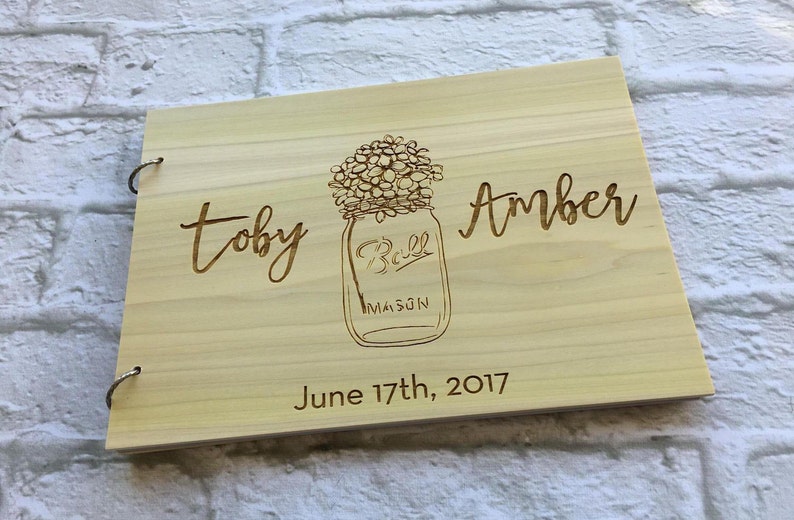 Wedding Guest Book Alternatives Wood Guest Book Mason Jar Wedding Engraved Guest Book Rustic Guest Book Personalized Guest Book