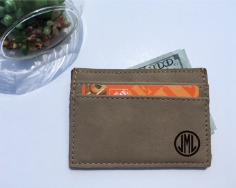 Mens Wallet Clip Personalized | Vegan Gift Idea for Men | Faux Leather Wallet Clip | Credit Card Wallet Clip | Money Clip for Men