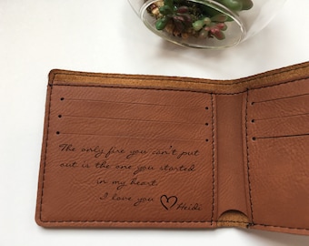 Firefighter Husband Gift | Personalized Faux Leather Wallet