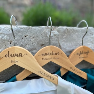 Personalized Bridesmaid Hangers | Wedding Hangers | Bride Hanger, Laser Engraved Hangers