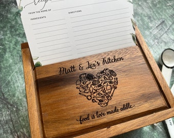 Wedding Gift for Best Friend Recipe Box Personalized | 4x6 Box for Recipes | Gift for Women | Wedding Recipe Box | Bridal Shower Recipe Box